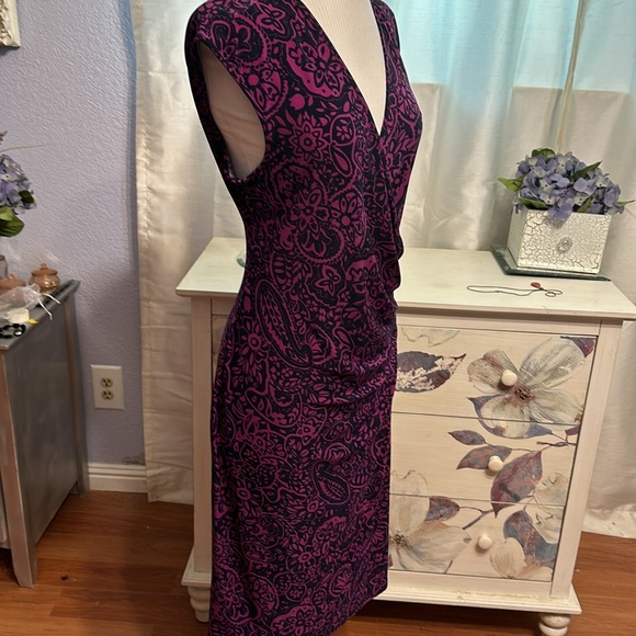 Chaps Faux Wrap in Purple and Navy - Picture 4 of 6
